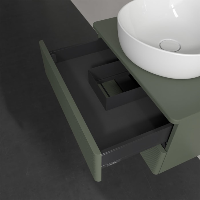 Villeroy & Boch Antao Waschbeckenunterschrank, 60 x 19 cm, 2 Auszüge, Fronten mit Struktur, ohne Hahnloch