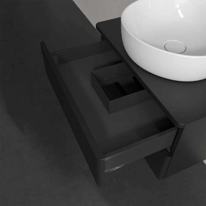 Villeroy & Boch Antao Waschbeckenunterschrank, 60 x 19 cm, 2 Auszüge, Fronten mit Struktur, ohne Hahnloch