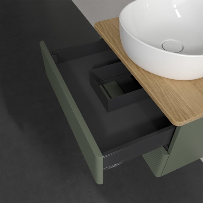 Villeroy & Boch Antao Waschbeckenunterschrank, 60 x 19 cm, 2 Auszüge, Fronten mit Struktur, ohne Hahnloch