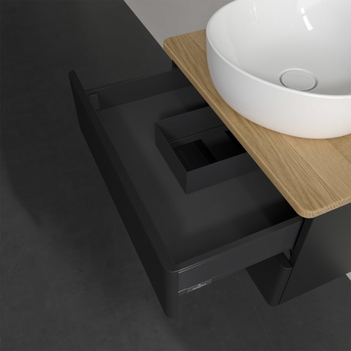 Villeroy & Boch Antao Waschbeckenunterschrank, 60 x 19 cm, 2 Auszüge, Fronten mit Struktur, ohne Hahnloch