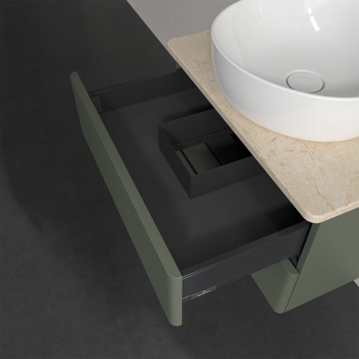 Villeroy & Boch Antao Waschbeckenunterschrank, 60 x 19 cm, 2 Auszüge, Fronten mit Struktur, ohne Hahnloch