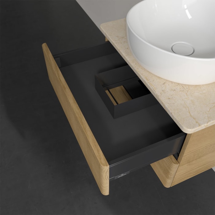 Villeroy & Boch Antao Waschbeckenunterschrank, 60 x 19 cm, 2 Auszüge, Fronten mit Struktur, ohne Hahnloch