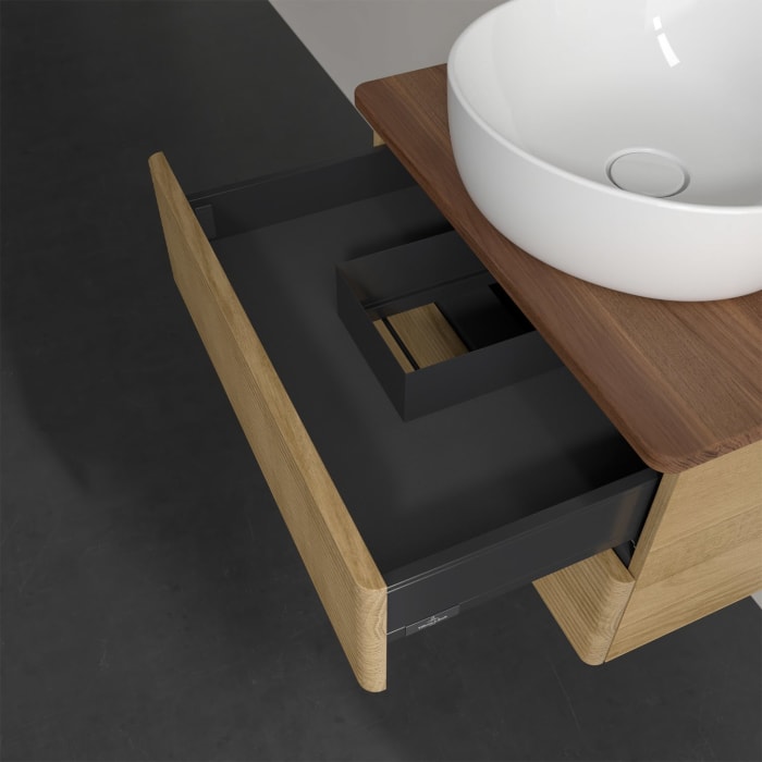 Villeroy & Boch Antao Waschbeckenunterschrank, 60 x 19 cm, 2 Auszüge, Fronten mit Struktur, mit Hahnloch