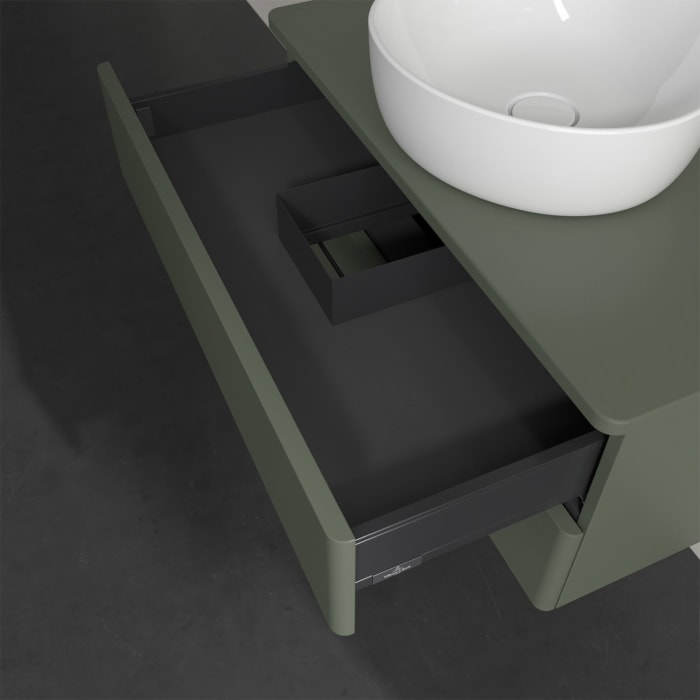 Villeroy & Boch Antao Waschbeckenunterschrank, 80 x 19 cm, 2 Auszüge, Fronten ohne Struktur, ohne Hahnloch