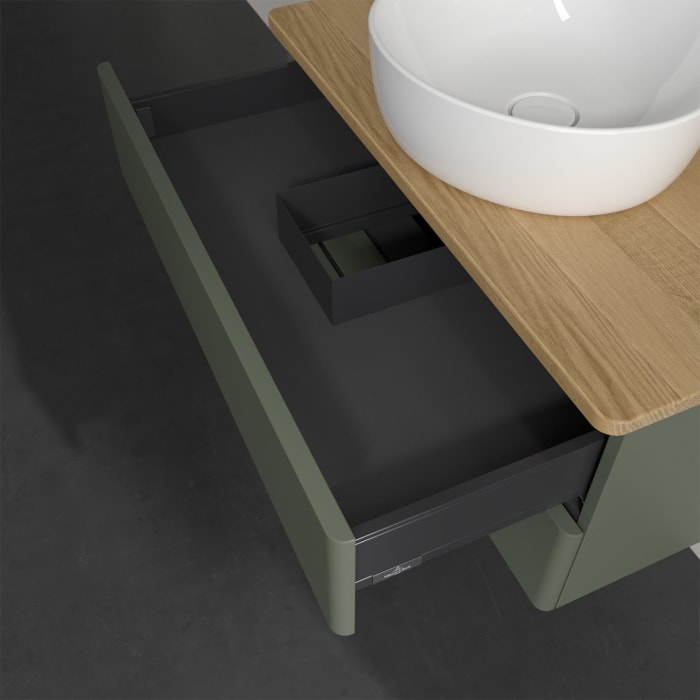 Villeroy & Boch Antao Waschbeckenunterschrank, 80 x 19 cm, 2 Auszüge, Fronten ohne Struktur, ohne Hahnloch