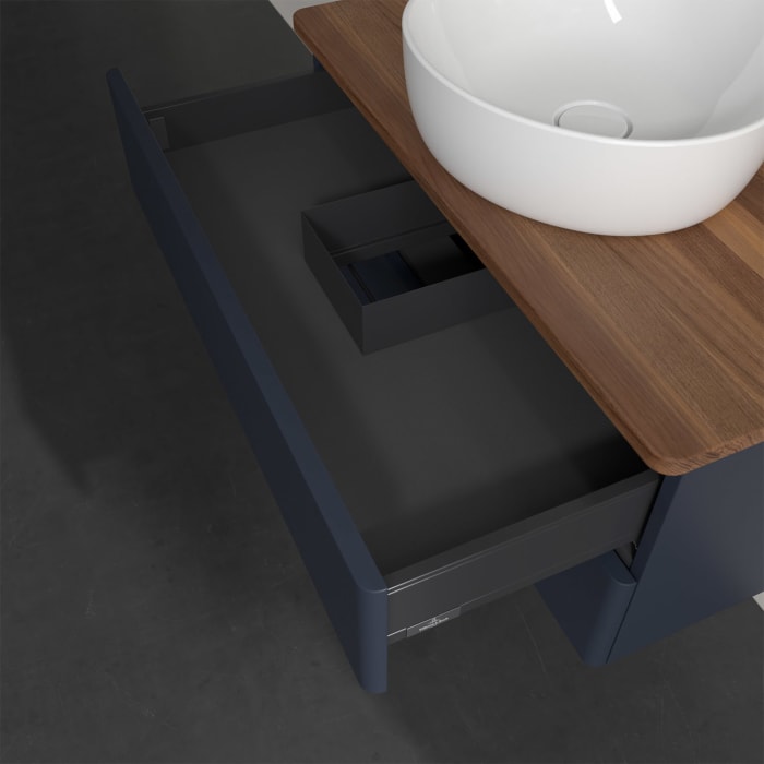 Villeroy & Boch Antao Waschbeckenunterschrank, 80 x 19 cm, 2 Auszüge, Fronten ohne Struktur, ohne Hahnloch