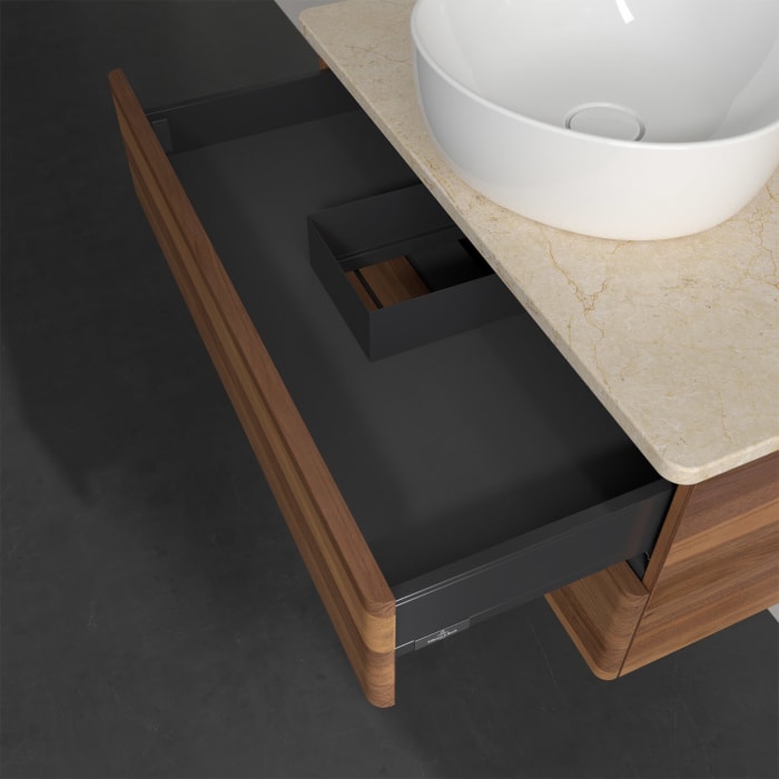 Villeroy & Boch Antao Waschbeckenunterschrank, 80 x 19 cm, 2 Auszüge, Fronten ohne Struktur, ohne Hahnloch