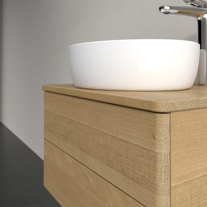 Villeroy & Boch Antao Waschbeckenunterschrank, 60 x 19 cm, 2 Auszüge, Fronten ohne Struktur, mit Hahnloch