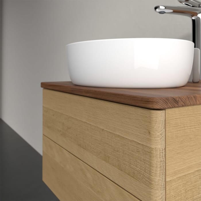 Villeroy & Boch Antao Waschbeckenunterschrank, 60 x 19 cm, 2 Auszüge, Fronten ohne Struktur, mit Hahnloch