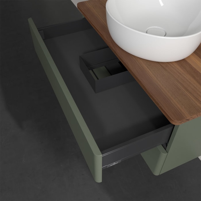 Villeroy & Boch Antao Waschbeckenunterschrank, 80 x 19 cm, 2 Auszüge, Fronten ohne Struktur, mit Hahnloch