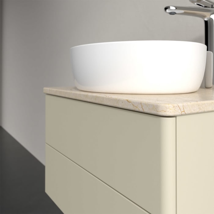 Villeroy & Boch Antao Waschbeckenunterschrank, 60 x 19 cm, 2 Auszüge, Fronten ohne Struktur, mit Hahnloch