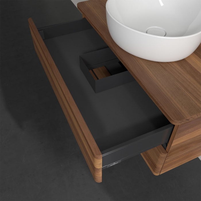 Villeroy & Boch Antao Waschbeckenunterschrank, 80 x 19 cm, 2 Auszüge, Fronten ohne Struktur, mit Hahnloch