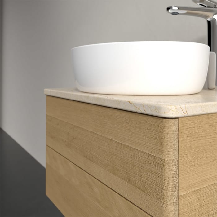 Villeroy & Boch Antao Waschbeckenunterschrank, 60 x 19 cm, 2 Auszüge, Fronten ohne Struktur, mit Hahnloch