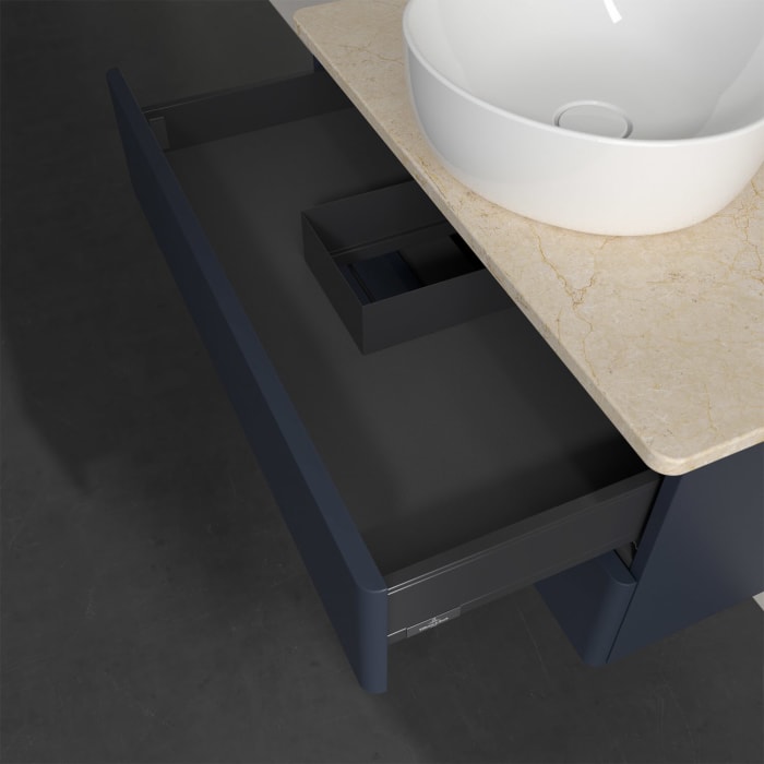 Villeroy & Boch Antao Waschbeckenunterschrank, 80 x 19 cm, 2 Auszüge, Fronten ohne Struktur, mit Hahnloch