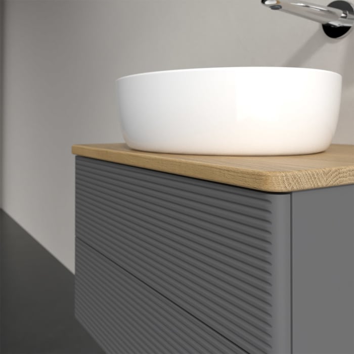 Villeroy & Boch Antao Waschbeckenunterschrank, 60 x 19 cm, 2 Auszüge, Fronten mit Struktur, ohne Hahnloch