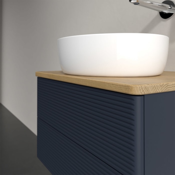 Villeroy & Boch Antao Waschbeckenunterschrank, 60 x 19 cm, 2 Auszüge, Fronten mit Struktur, ohne Hahnloch