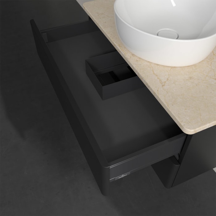 Villeroy & Boch Antao Waschbeckenunterschrank, 80 x 19 cm, 2 Auszüge, Fronten ohne Struktur, mit Hahnloch