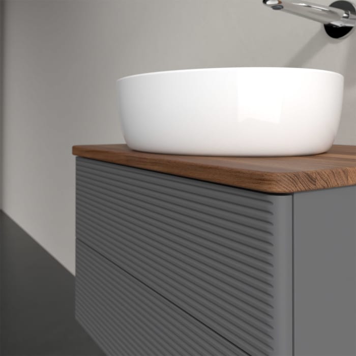 Villeroy & Boch Antao Waschbeckenunterschrank, 60 x 19 cm, 2 Auszüge, Fronten mit Struktur, ohne Hahnloch