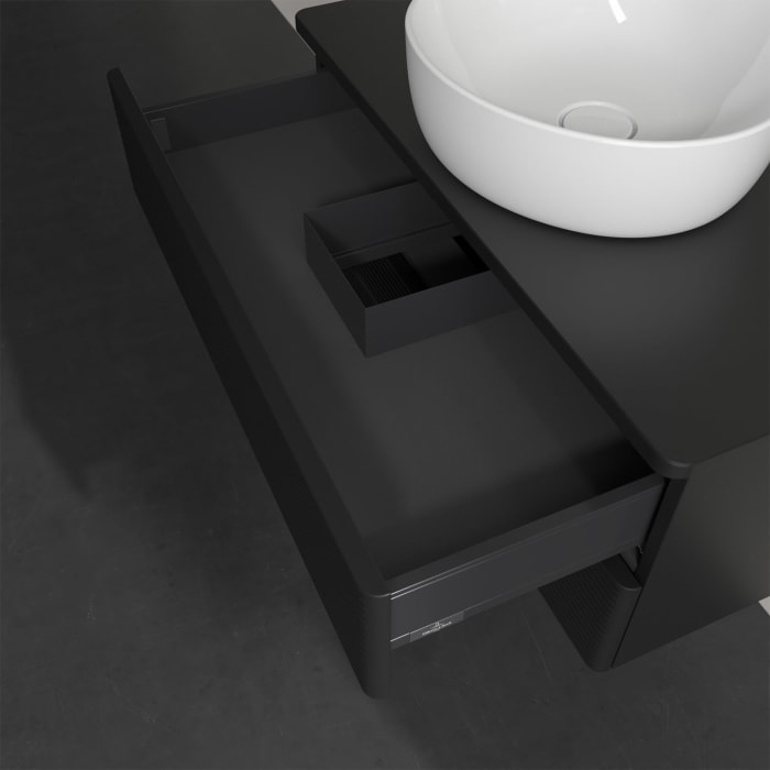 Villeroy & Boch Antao Waschbeckenunterschrank, 80 x 19 cm, 2 Auszüge, Fronten mit Struktur, ohne Hahnloch