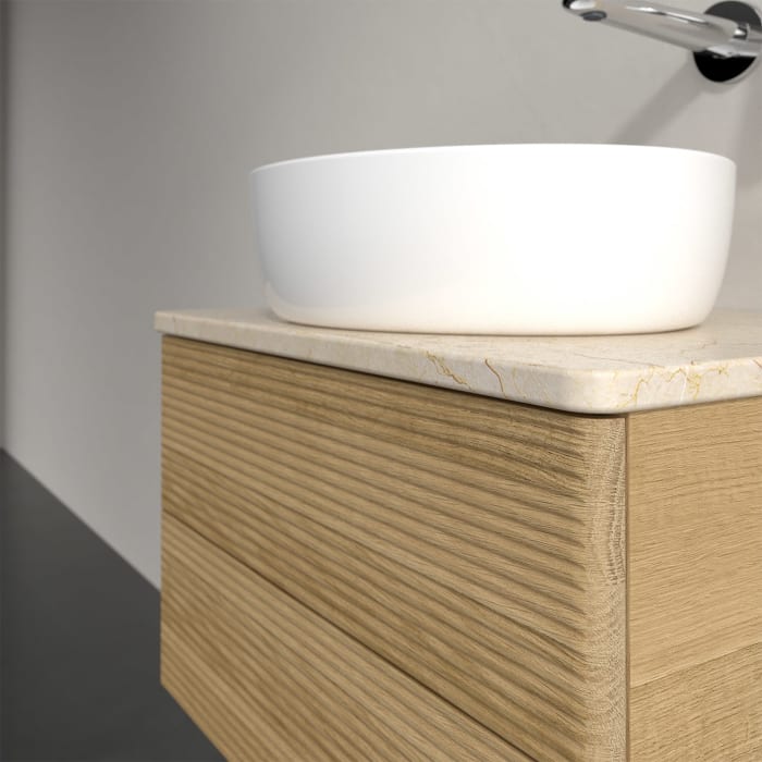 Villeroy & Boch Antao Waschbeckenunterschrank, 60 x 19 cm, 2 Auszüge, Fronten mit Struktur, ohne Hahnloch