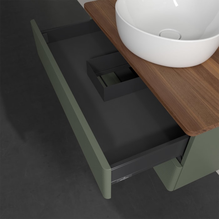 Villeroy & Boch Antao Waschbeckenunterschrank, 80 x 19 cm, 2 Auszüge, Fronten mit Struktur, ohne Hahnloch