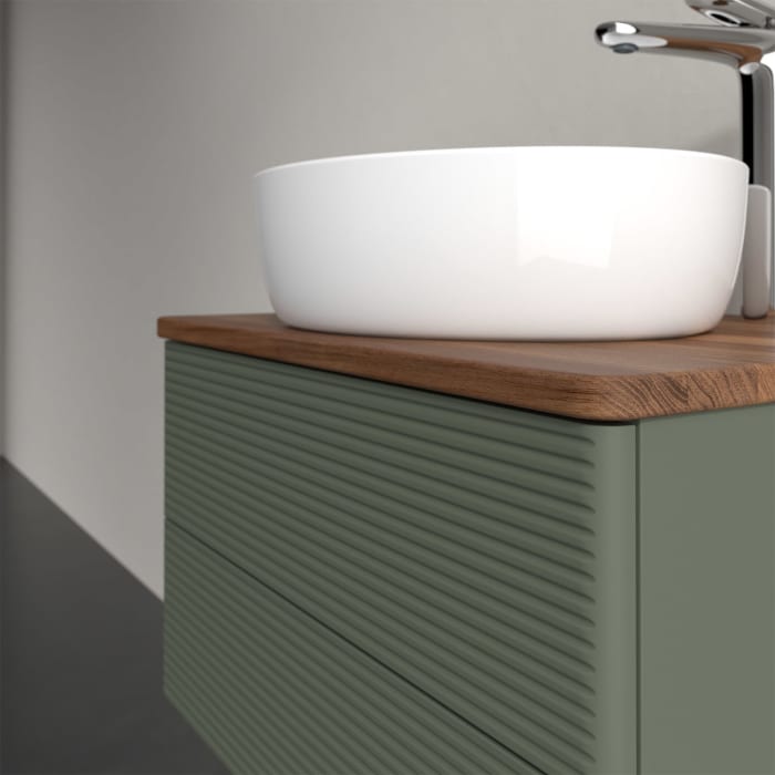 Villeroy & Boch Antao Waschbeckenunterschrank, 60 x 19 cm, 2 Auszüge, Fronten mit Struktur, mit Hahnloch