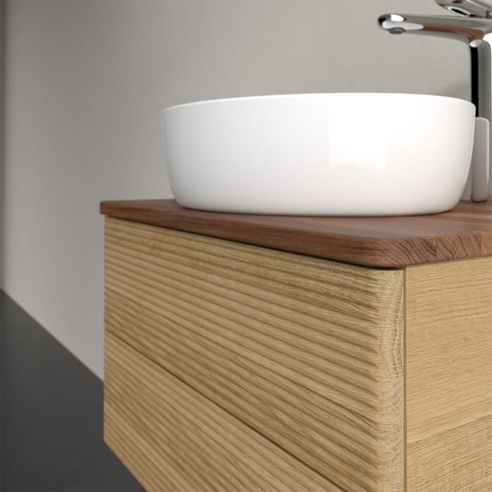 Villeroy & Boch Antao Waschbeckenunterschrank, 60 x 19 cm, 2 Auszüge, Fronten mit Struktur, mit Hahnloch