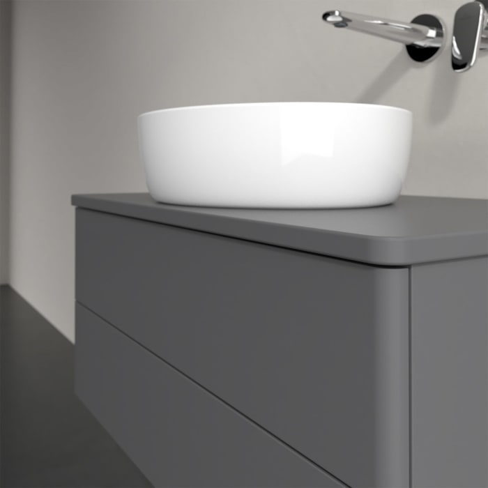 Villeroy & Boch Antao Waschbeckenunterschrank, 80 x 19 cm, 2 Auszüge, Fronten ohne Struktur, ohne Hahnloch