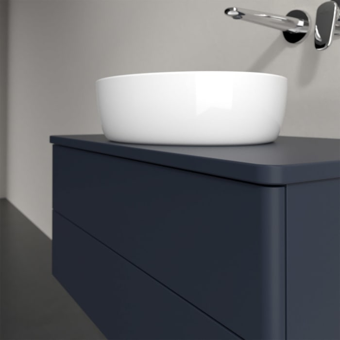 Villeroy & Boch Antao Waschbeckenunterschrank, 80 x 19 cm, 2 Auszüge, Fronten ohne Struktur, ohne Hahnloch