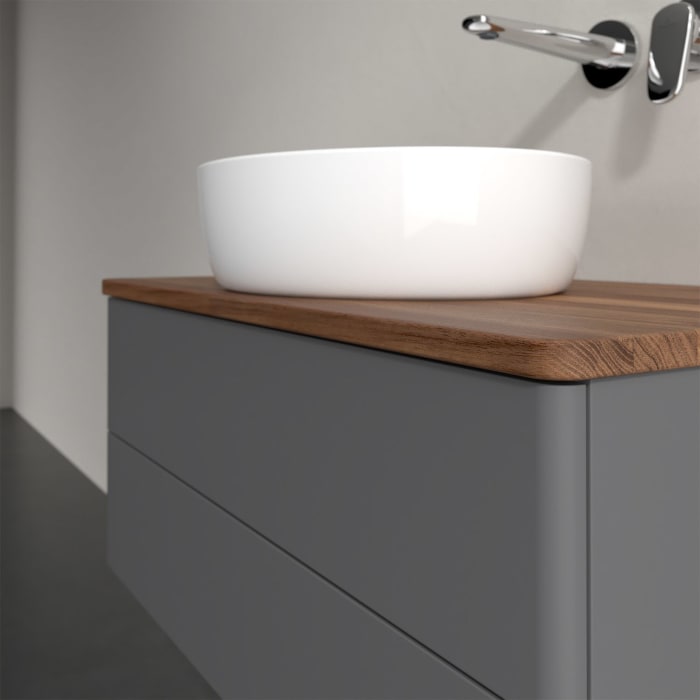 Villeroy & Boch Antao Waschbeckenunterschrank, 80 x 19 cm, 2 Auszüge, Fronten ohne Struktur, ohne Hahnloch