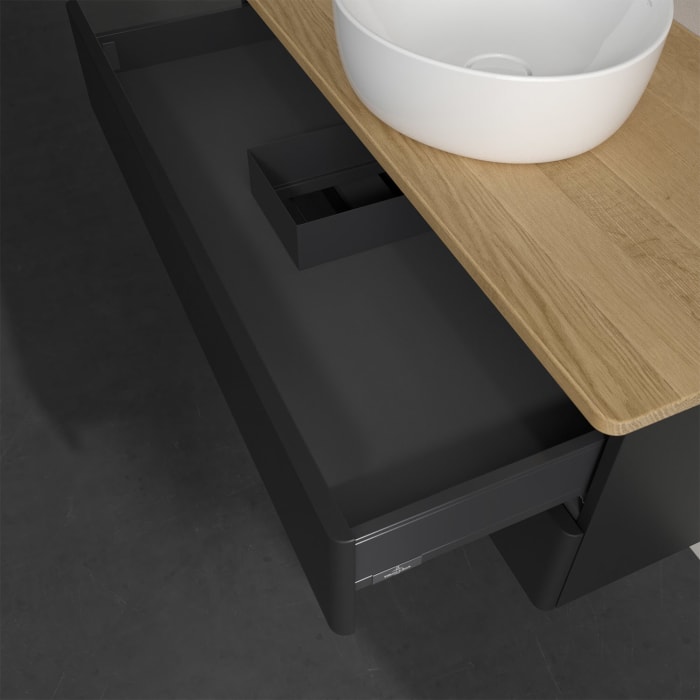 Villeroy & Boch Antao Waschbeckenunterschrank, 100 x 19 cm, 2 Auszüge, Fronten ohne Struktur, ohne Hahnloch