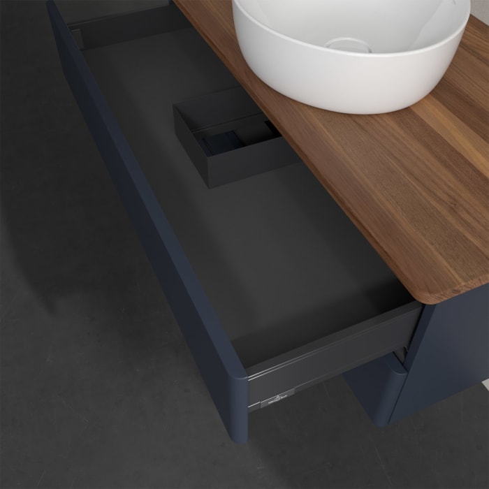 Villeroy & Boch Antao Waschbeckenunterschrank, 100 x 19 cm, 2 Auszüge, Fronten ohne Struktur, ohne Hahnloch