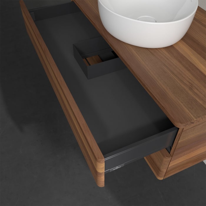 Villeroy & Boch Antao Waschbeckenunterschrank, 100 x 19 cm, 2 Auszüge, Fronten ohne Struktur, ohne Hahnloch