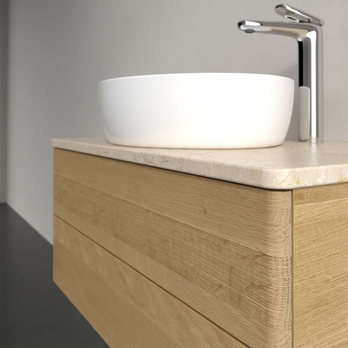 Villeroy & Boch Antao Waschbeckenunterschrank, 80 x 19 cm, 2 Auszüge, Fronten ohne Struktur, mit Hahnloch