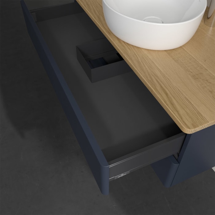 Villeroy & Boch Antao Waschbeckenunterschrank, 100 x 19 cm, 2 Auszüge, Fronten ohne Struktur, mit Hahnloch