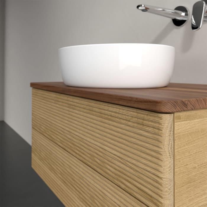 Villeroy & Boch Antao Waschbeckenunterschrank, 80 x 19 cm, 2 Auszüge, Fronten mit Struktur, ohne Hahnloch