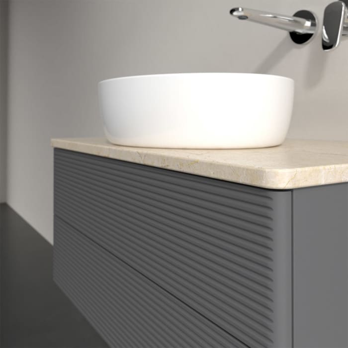 Villeroy & Boch Antao Waschbeckenunterschrank, 80 x 19 cm, 2 Auszüge, Fronten mit Struktur, ohne Hahnloch