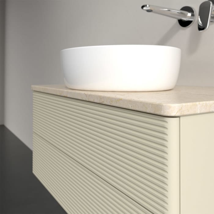 Villeroy & Boch Antao Waschbeckenunterschrank, 80 x 19 cm, 2 Auszüge, Fronten mit Struktur, ohne Hahnloch