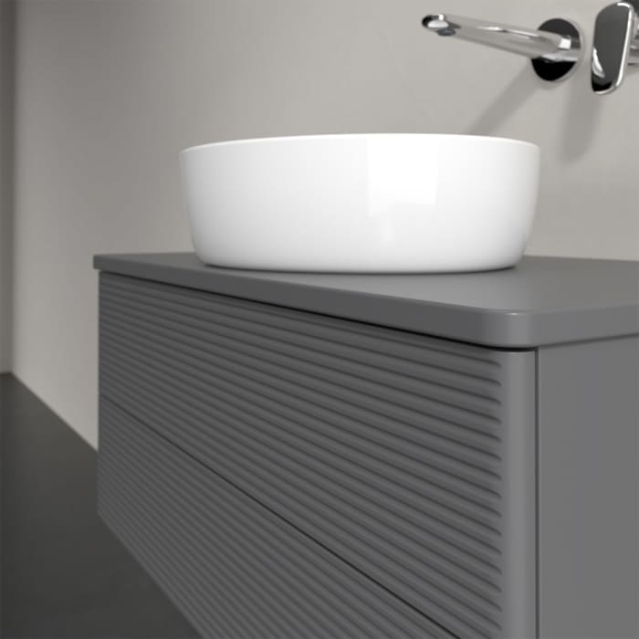 Villeroy & Boch Antao Waschbeckenunterschrank, 80 x 19 cm, 2 Auszüge, Fronten mit Struktur, mit Hahnloch