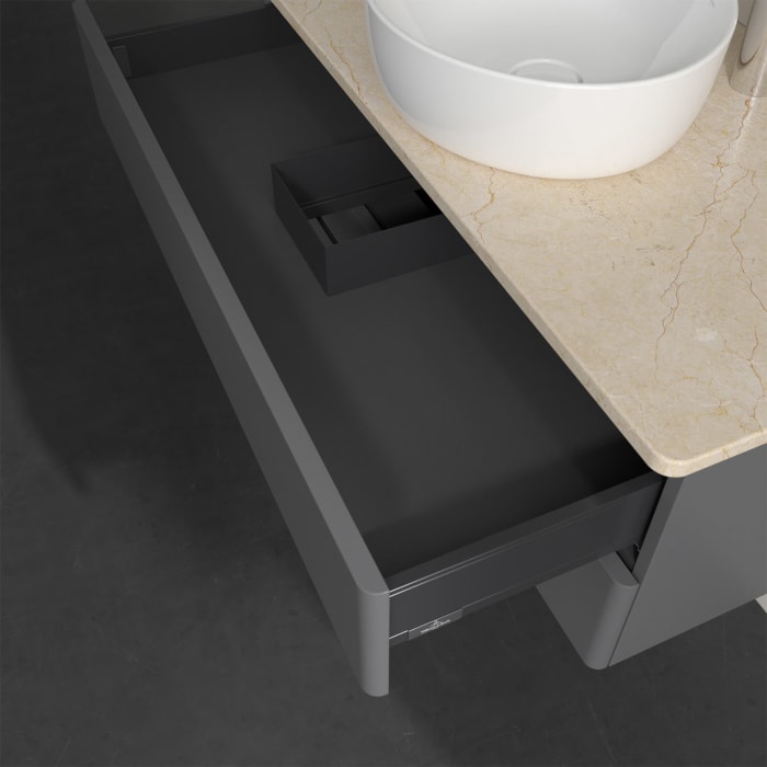 Villeroy & Boch Antao Waschbeckenunterschrank, 100 x 19 cm, 2 Auszüge, Fronten ohne Struktur, mit Hahnloch