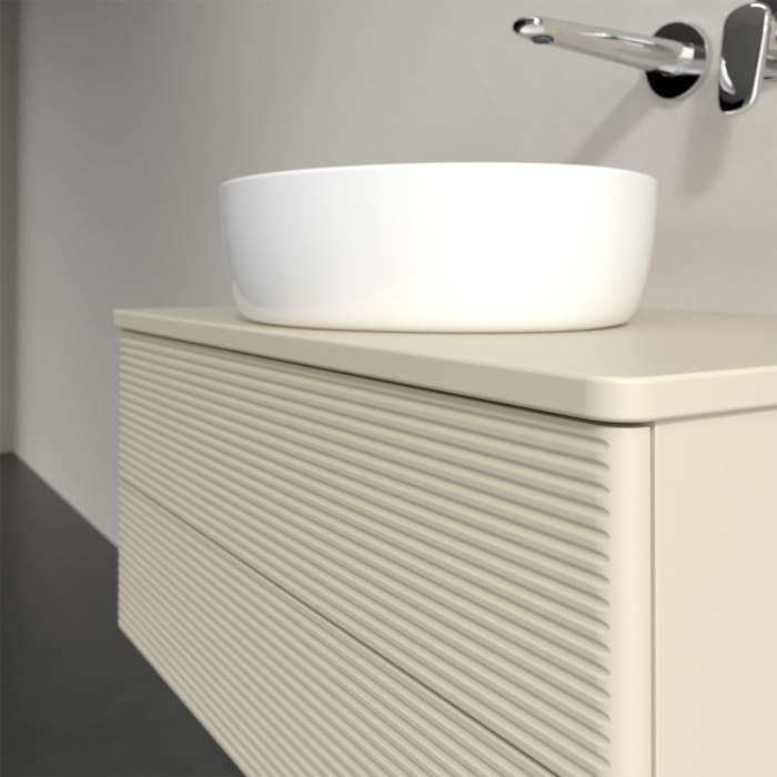 Villeroy & Boch Antao Waschbeckenunterschrank, 80 x 19 cm, 2 Auszüge, Fronten mit Struktur, mit Hahnloch