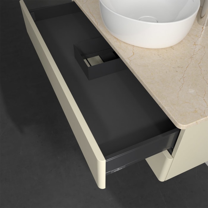 Villeroy & Boch Antao Waschbeckenunterschrank, 100 x 19 cm, 2 Auszüge, Fronten ohne Struktur, mit Hahnloch