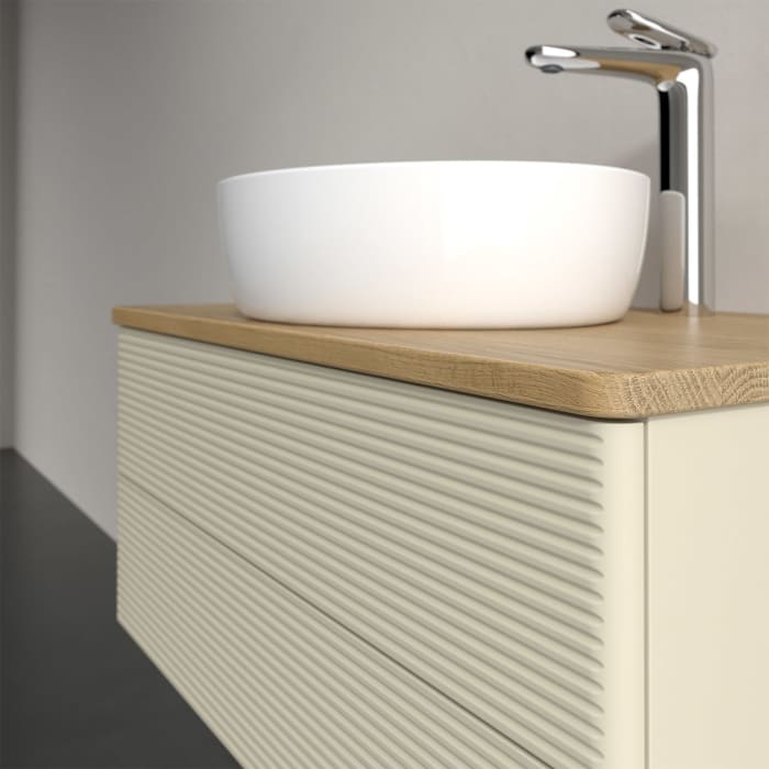 Villeroy & Boch Antao Waschbeckenunterschrank, 80 x 19 cm, 2 Auszüge, Fronten mit Struktur, mit Hahnloch