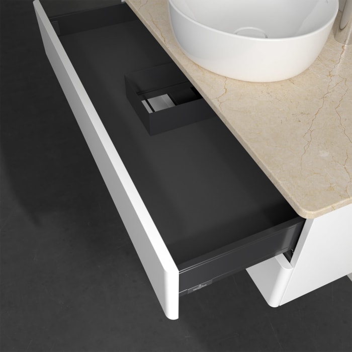 Villeroy & Boch Antao Waschbeckenunterschrank, 100 x 19 cm, 2 Auszüge, Fronten ohne Struktur, mit Hahnloch