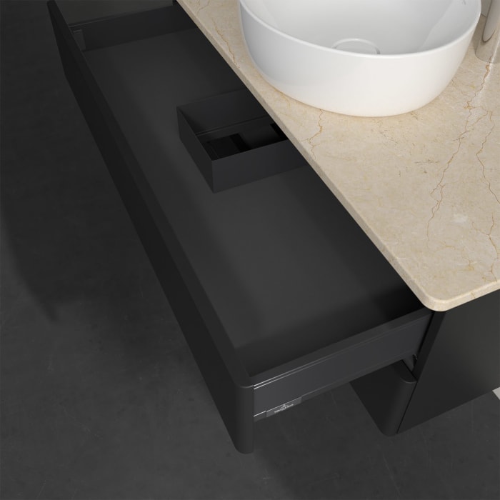 Villeroy & Boch Antao Waschbeckenunterschrank, 100 x 19 cm, 2 Auszüge, Fronten ohne Struktur, mit Hahnloch