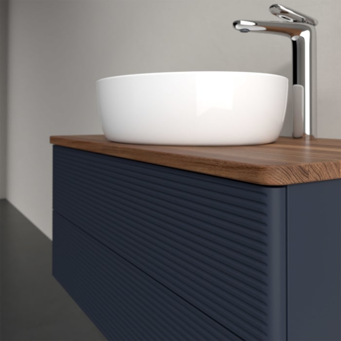 Villeroy & Boch Antao Waschbeckenunterschrank, 80 x 19 cm, 2 Auszüge, Fronten mit Struktur, mit Hahnloch