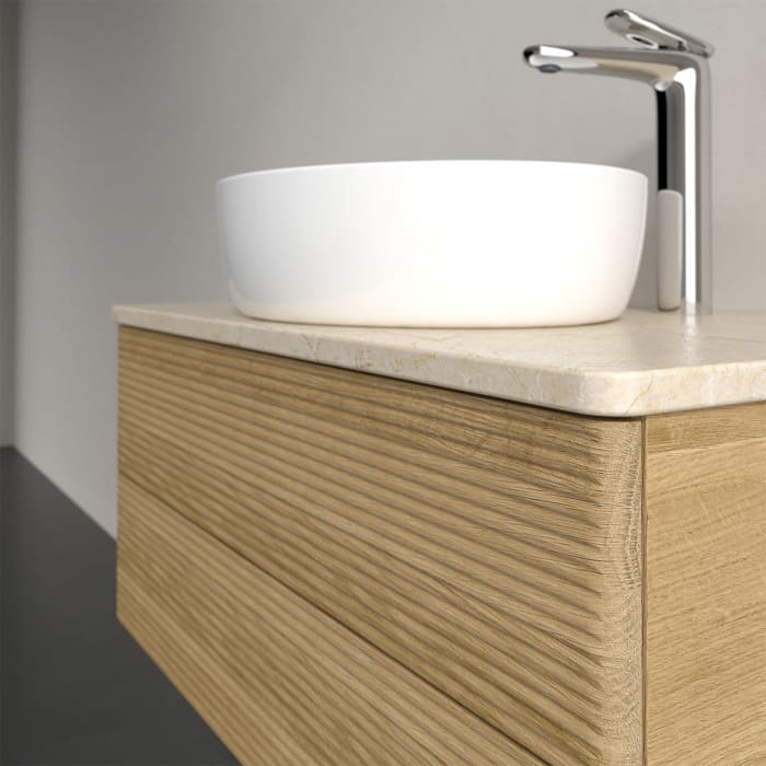 Villeroy & Boch Antao Waschbeckenunterschrank, 80 x 19 cm, 2 Auszüge, Fronten mit Struktur, mit Hahnloch