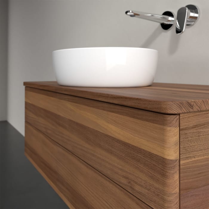 Villeroy & Boch Antao Waschbeckenunterschrank, 100 x 19 cm, 2 Auszüge, Fronten ohne Struktur, ohne Hahnloch