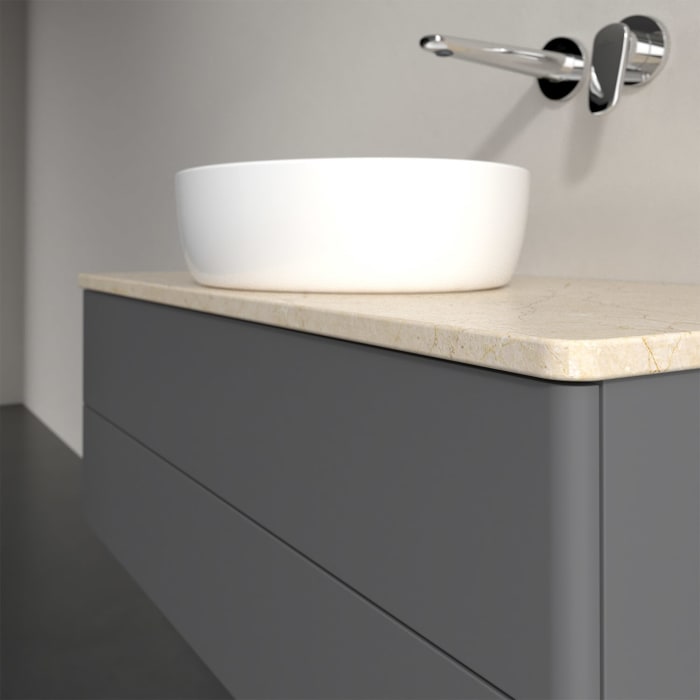 Villeroy & Boch Antao Waschbeckenunterschrank, 100 x 19 cm, 2 Auszüge, Fronten ohne Struktur, ohne Hahnloch