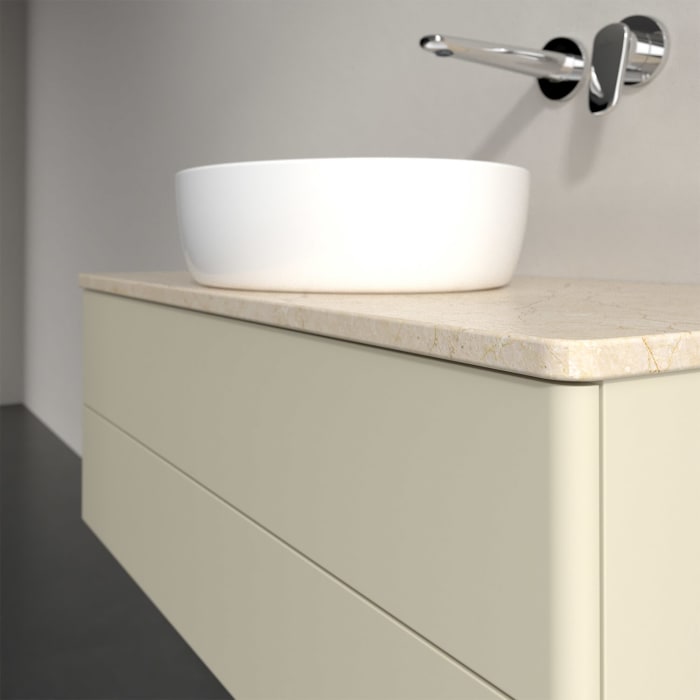 Villeroy & Boch Antao Waschbeckenunterschrank, 100 x 19 cm, 2 Auszüge, Fronten ohne Struktur, ohne Hahnloch